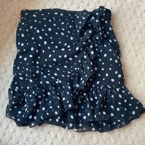 Polka dot silky mini skirt